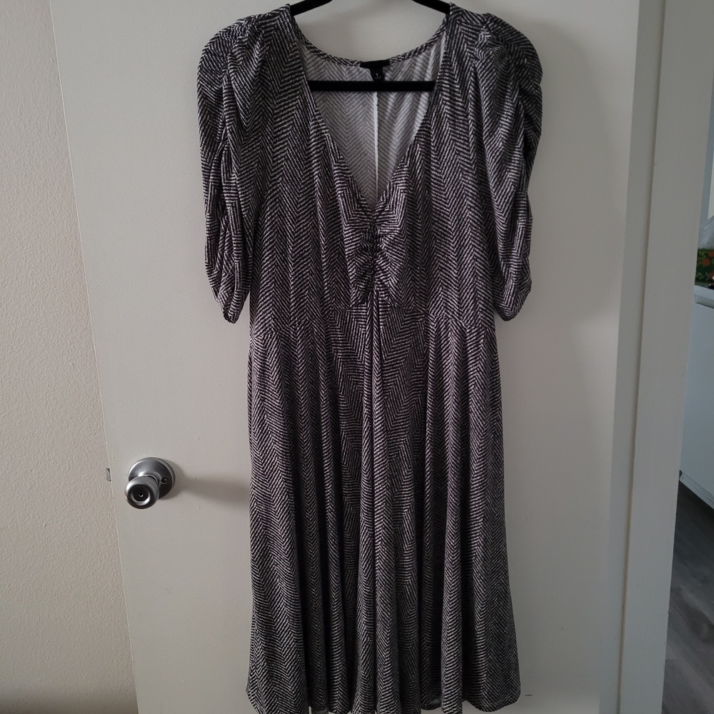 Torrid Black and White Chevron Long Sleeve Dress